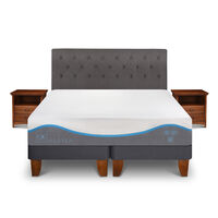 Cama Europea CIC Base Dividida King Alaska + Respaldo + 2 Veladores