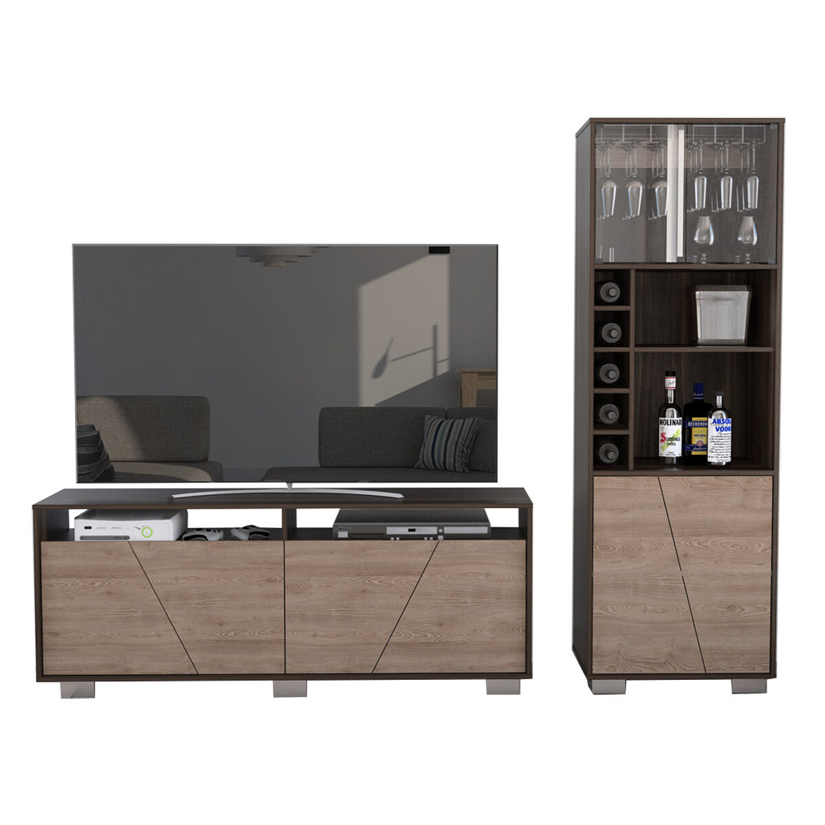 Rack TV 55 pulgadas + Bar Alto TuHome Fraktal