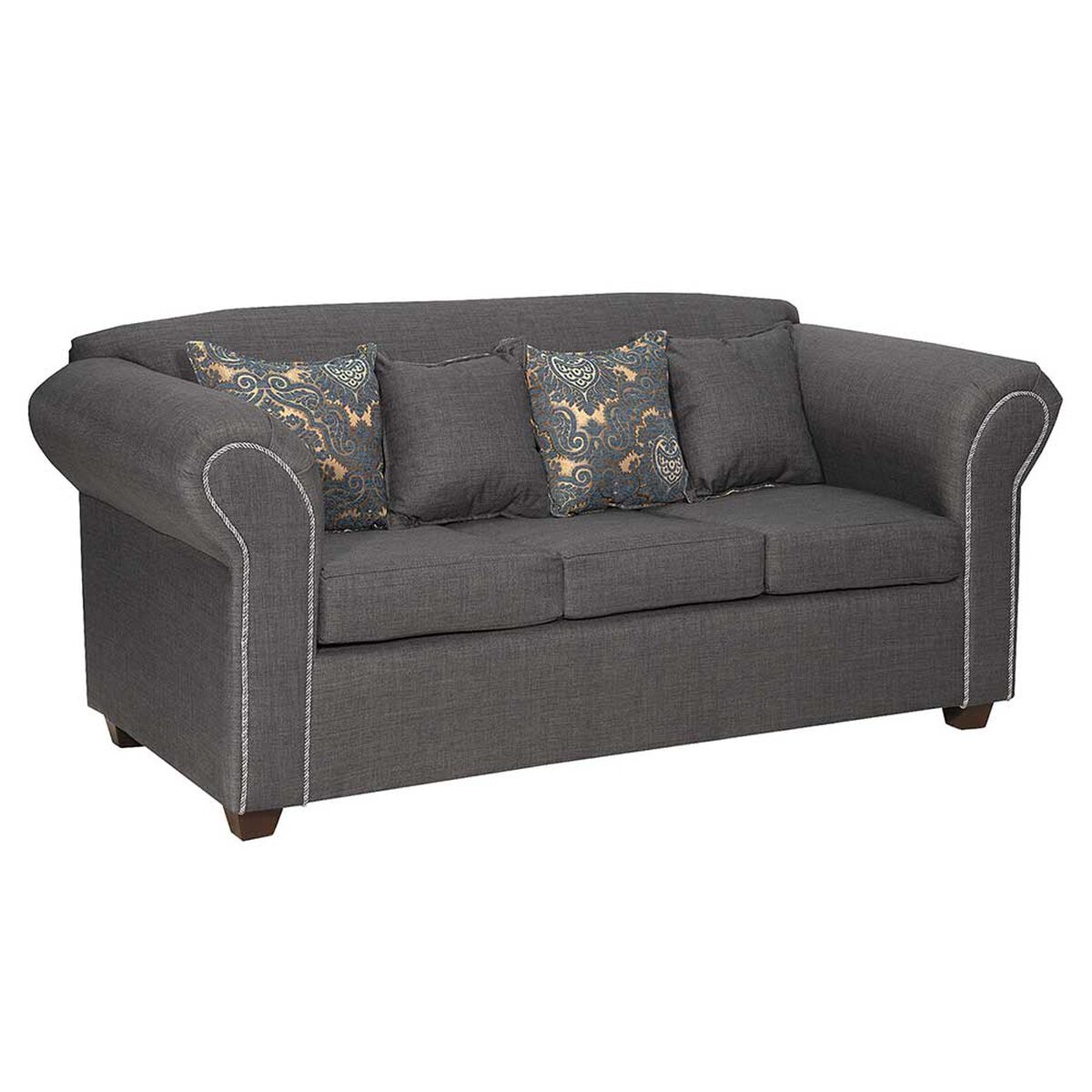 Juego de Living Essenza New Amparo Tela Catania Sofá 3 Cuerpos + Dos Sillones 1 Cuerpo Gris
