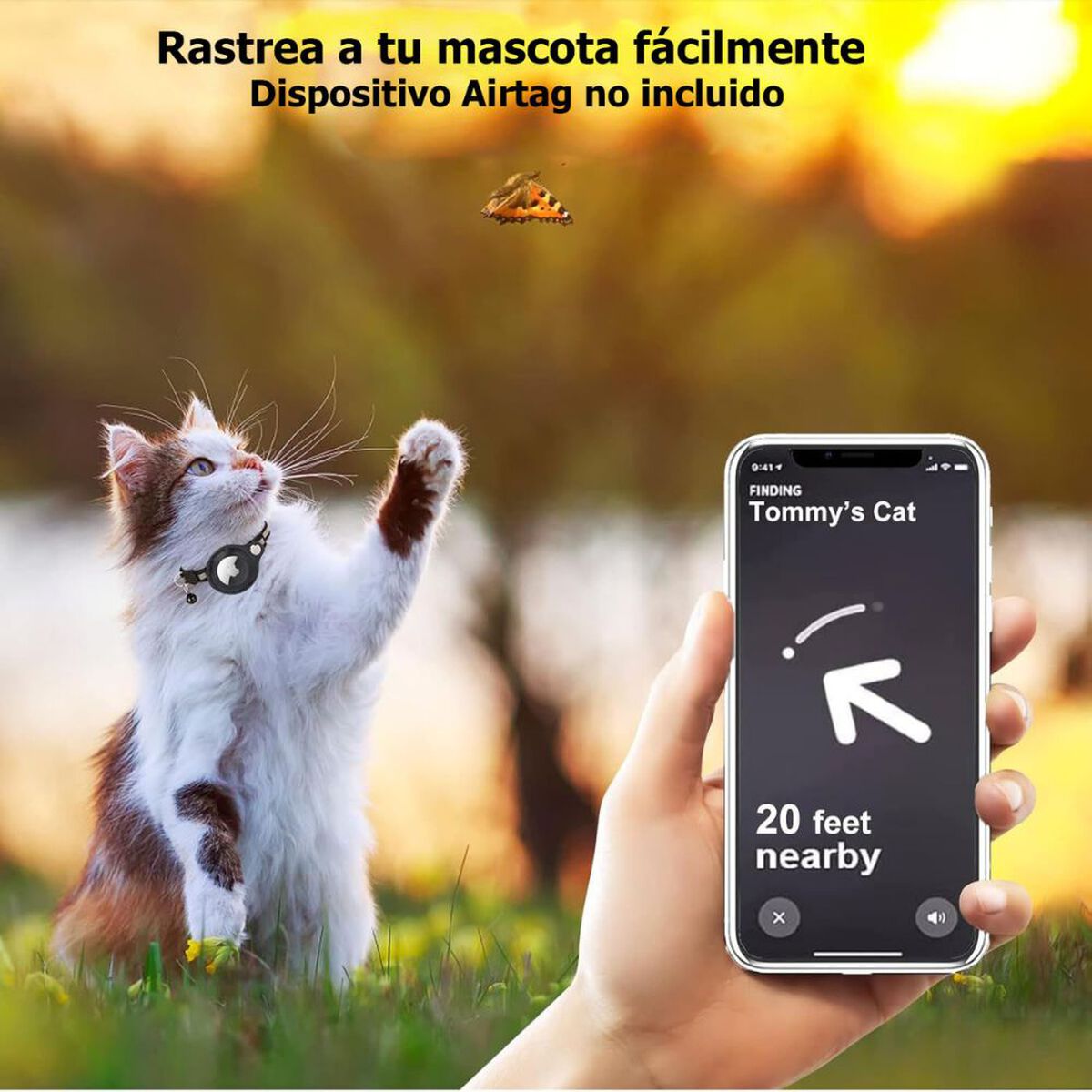 Collar para Gato Laudtec Airtag Naranja