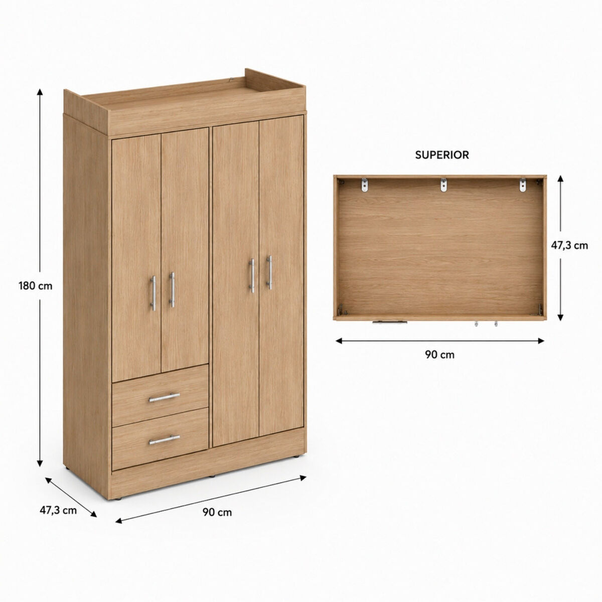 Closet Tuhome Houston 4 Puertas 2 Cajones Cartagena Wengue