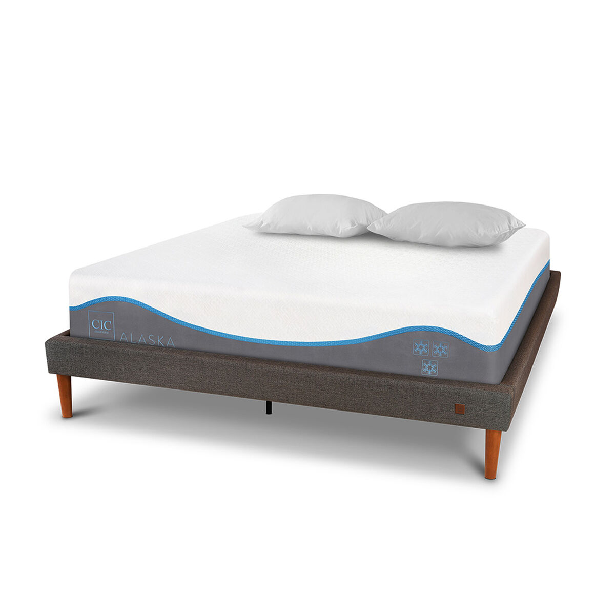 Cama Europea CIC 2 Plazas Alaska + Almohadas Viscoel&aacute;sticas
