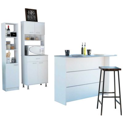 Imagen 2 del producto Combo Mueble Microondas + Barra de Cocina + Optimizador TuHome Kitchen Blanco