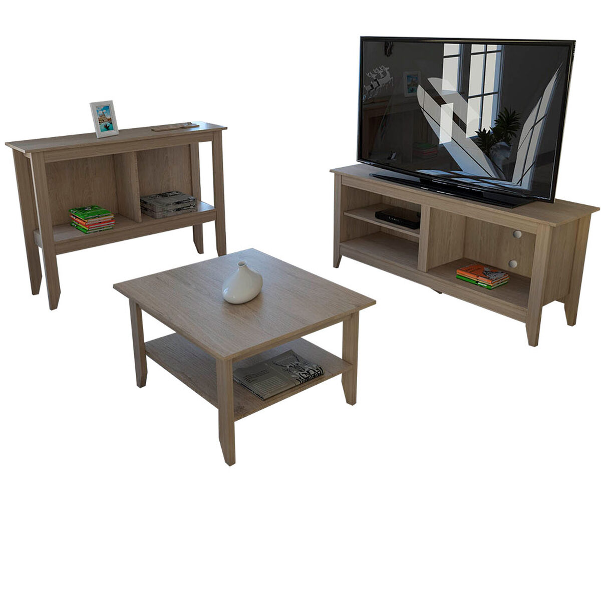 Rack TV + Arrimo + Mesa de Centro TuHome Essential
