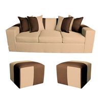 Sofa + 2 Pouff A&M Home Benjamin Beige Café