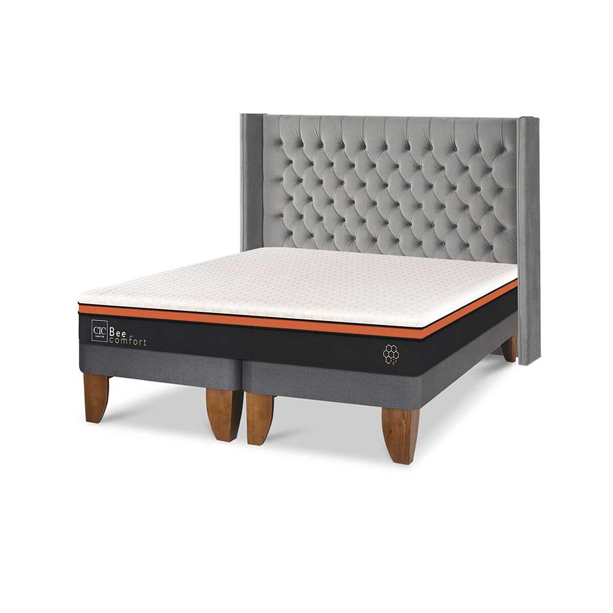 Cama Europea CIC Base Dividida King Bee Comfort + Respaldo Sesia