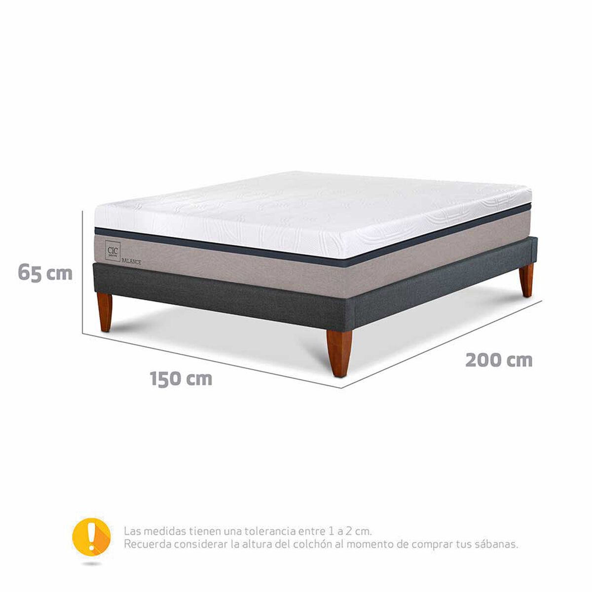 Combo Cama Europea CIC 2 Plazas Balance + C&oacute;moda Casanova Charlotte Nogal 8 Cajones