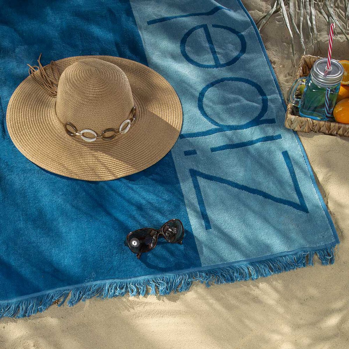 Toalla de Playa Jacquard Zibel Azul 100 x 180 cm