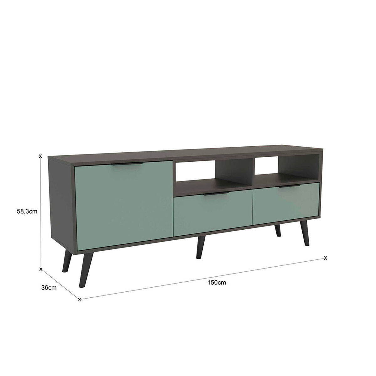 Rack TV Onessta Lisboa  Hasta 65" Grafito Verde