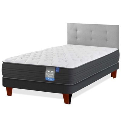 Imagen 2 del producto Cama Europea Europedic Dual 1,5 Plazas + Respaldo Royal Gris