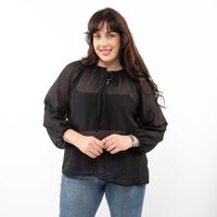 Blusa Manga Larga Mujer Extralindas Negro