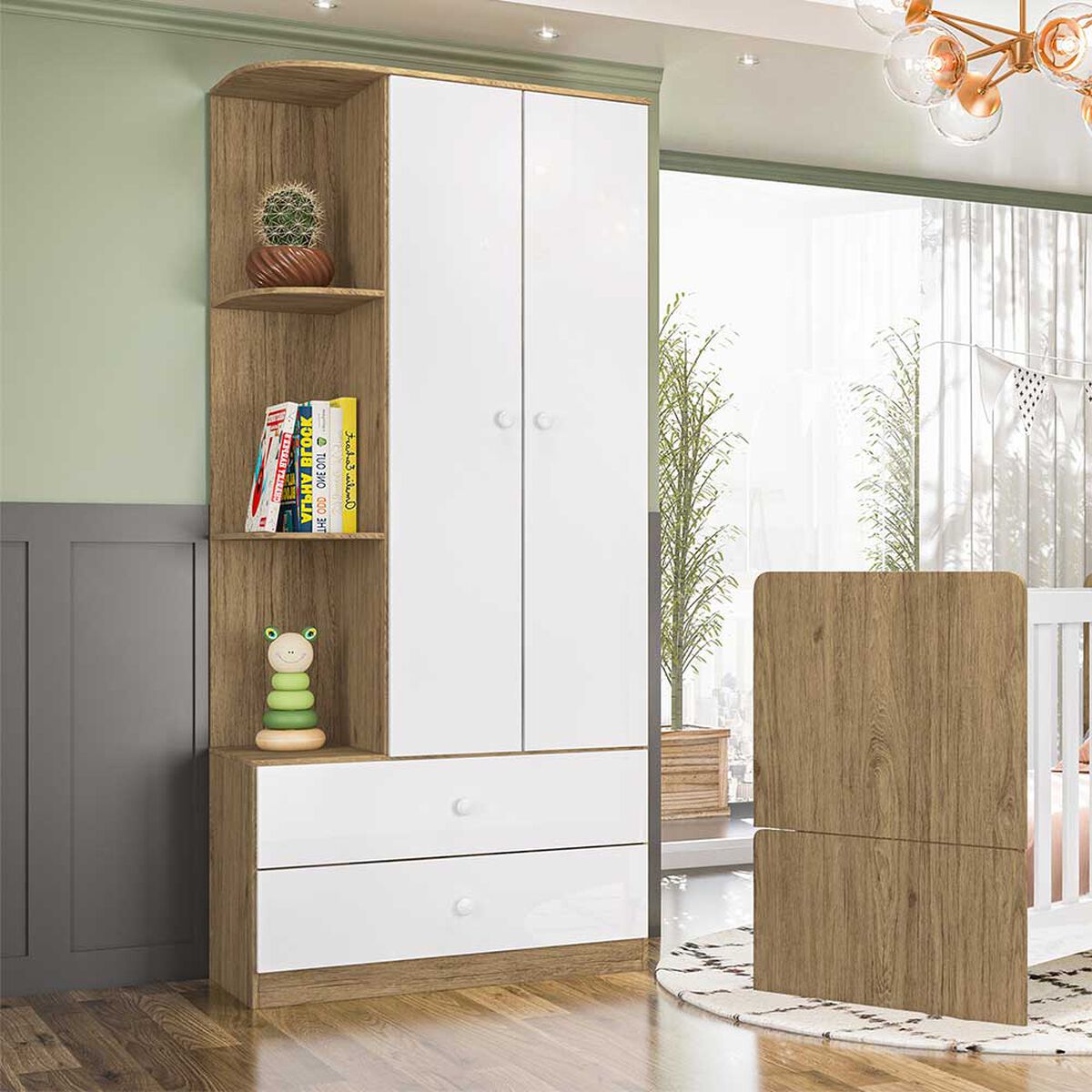 Clóset Home Mobili M8 M3 2 Puertas 2 Cajones Nogal