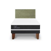 Cama Europea CIC 1,5 Plazas Ortopedic + Respaldo Villarrica Olivo