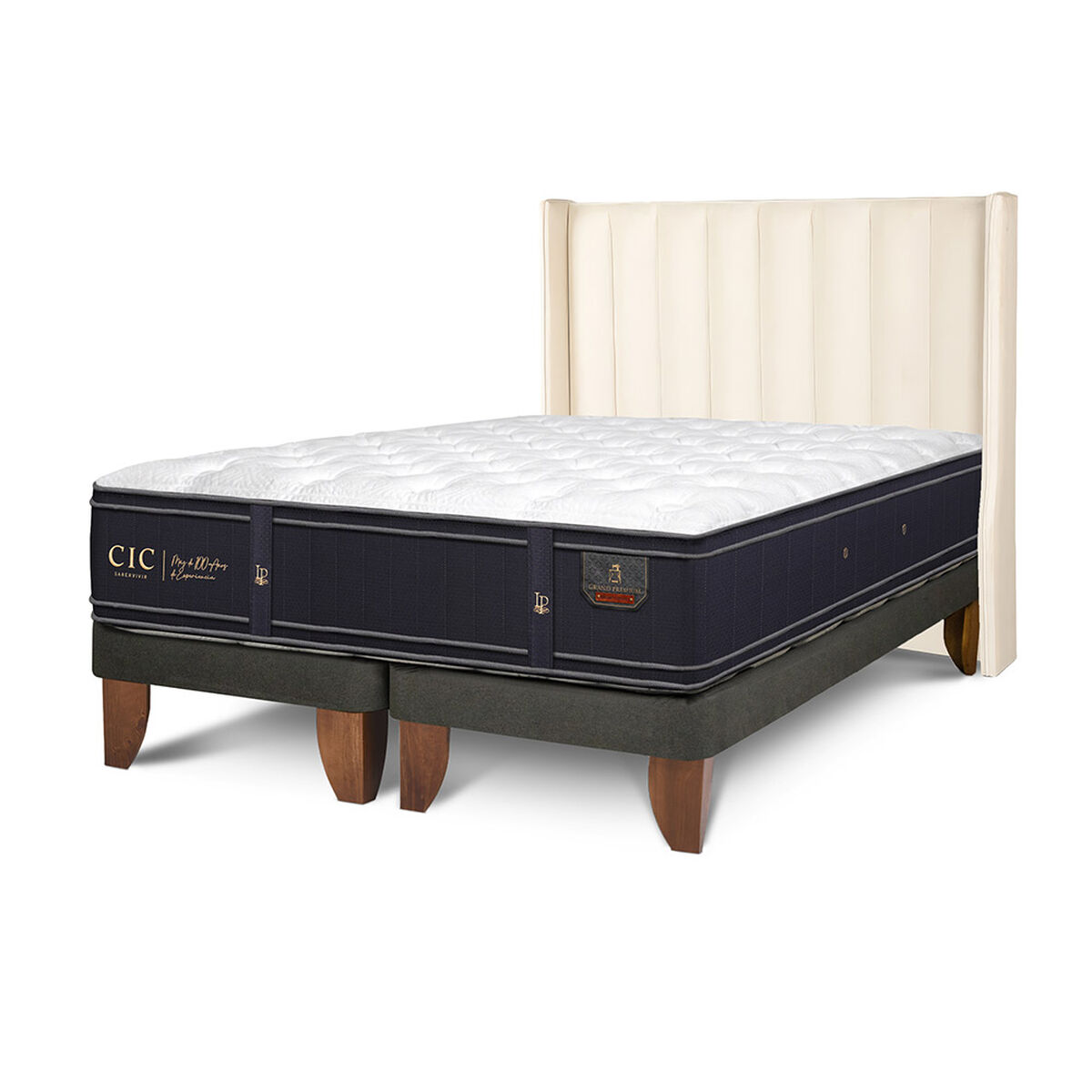 Cama Europea CIC Base Dividida S&uacute;per King Grand Premium + Respaldo Panaro