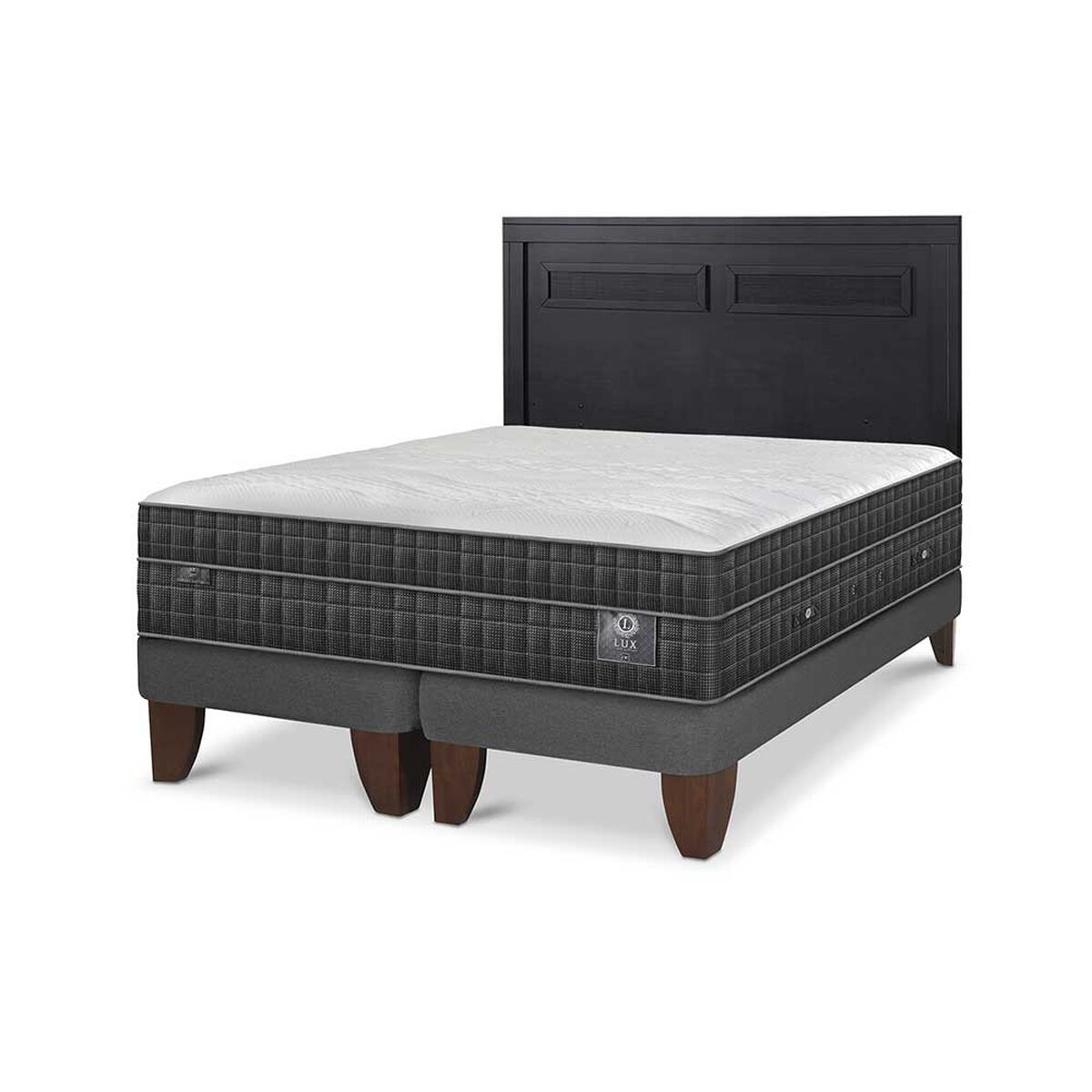 Cama Europea CIC Base Dividida King Lux + Respaldo Milan Negro