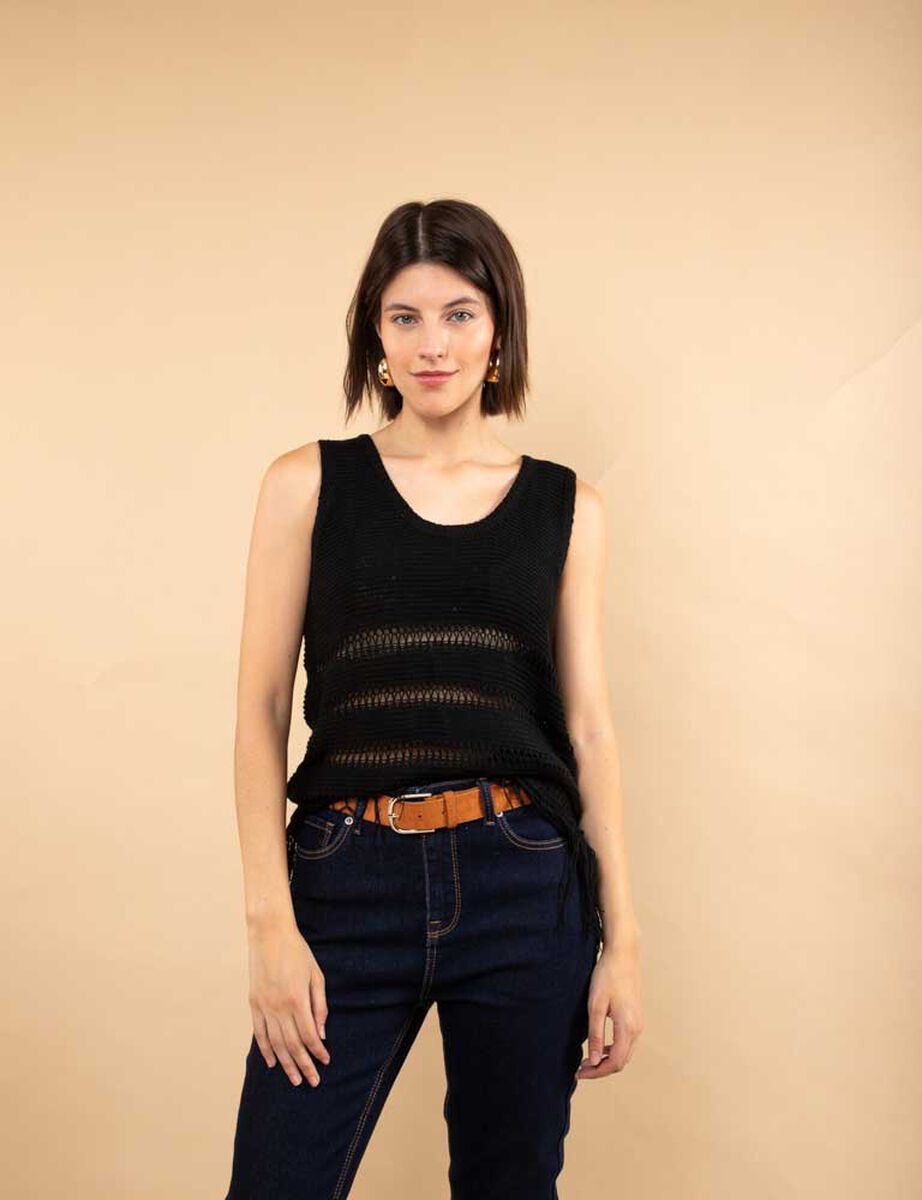 Sweater Crochet Sin Mangas Mujer Zibel