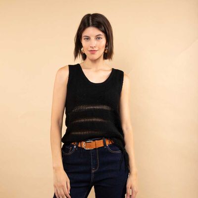 Sweater Crochet Sin Mangas Mujer Zibel