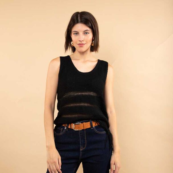 Sweater Crochet Sin Mangas Mujer Zibel