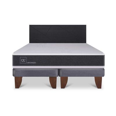 Cama Europea CIC Base Dividida 2 Plazas Ortopedic  + Respaldo Villarrica Negro
