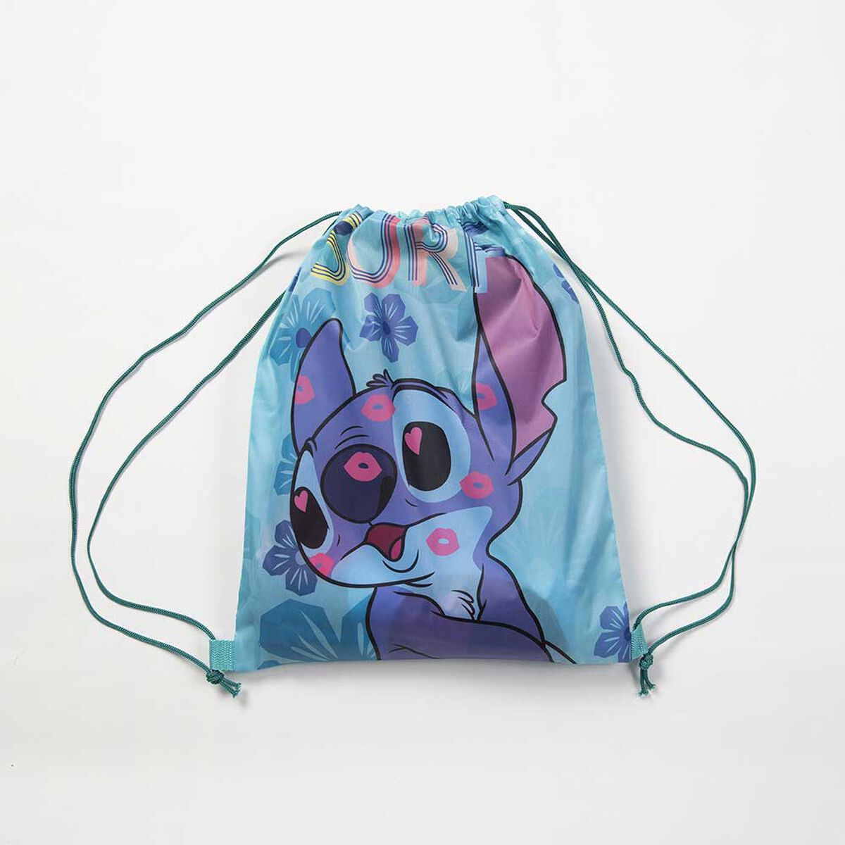 Toalla de Playa con Bolso Infantil Disney Stitch Surf 70 x 140 cm