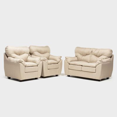 Imagen 1 del producto Juego de Living Almore Belén Sofá 3 Cuerpos + Dos Sillones 1 Cuerpo Beige