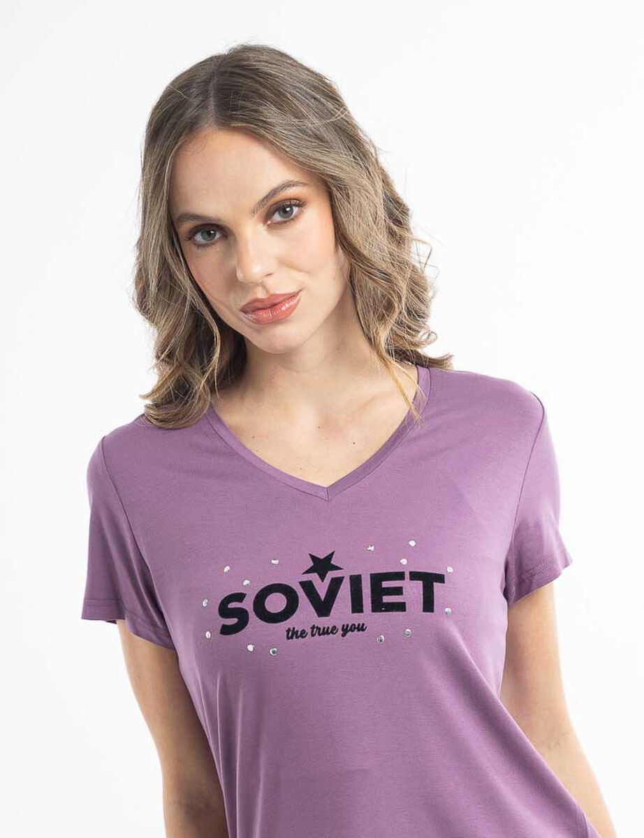 Polera Con Estampado Manga Corta Mujer Soviet