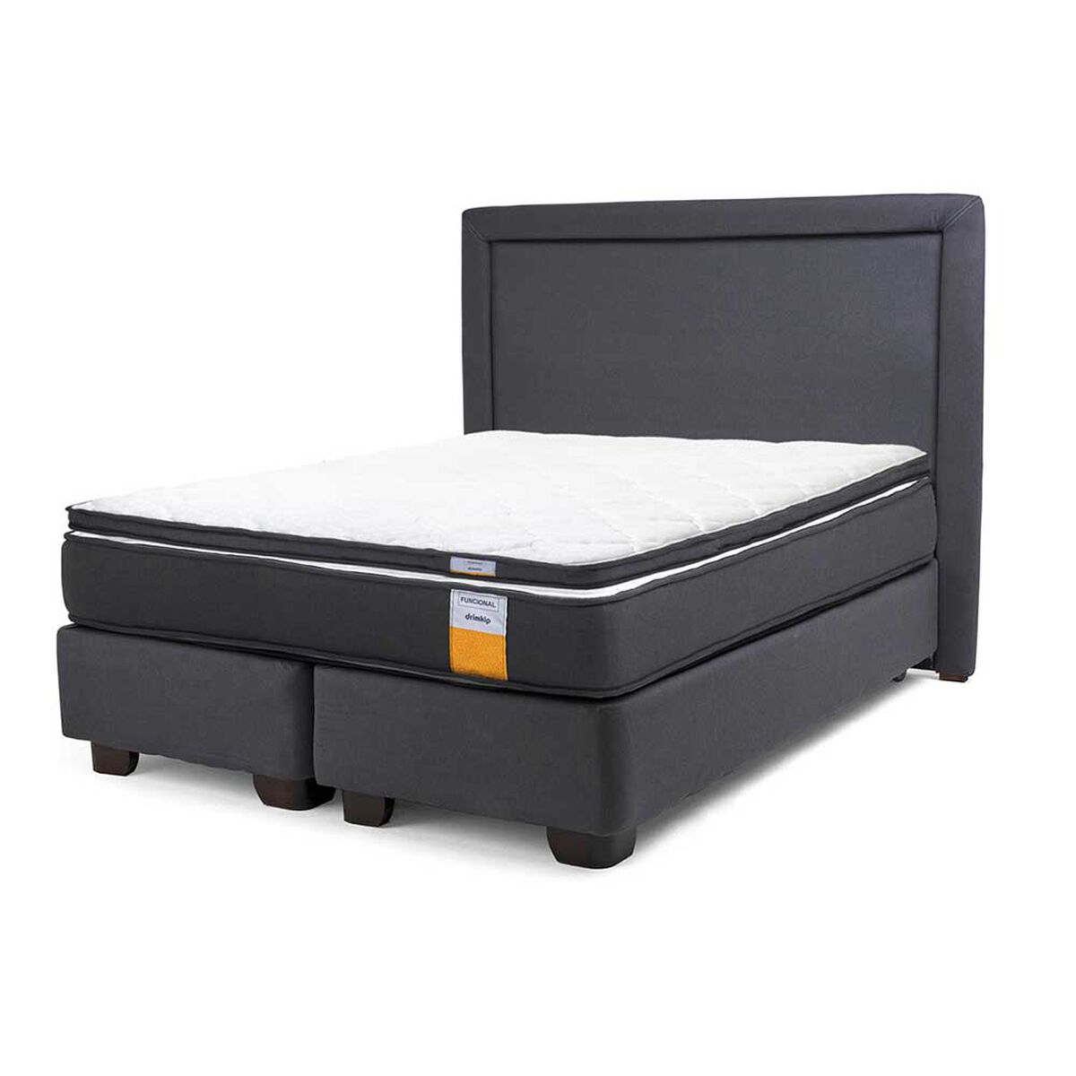 Cama Americana Drimkip Base Dividida King Funcional + Respaldo + Topper