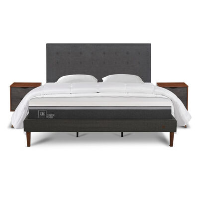 Cama Europea CIC King Ortopedic Advance + Respaldo Eufrates + 2 Veladores + Almohadas + Plum&oacute;n