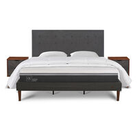 Cama Europea CIC King Ortopedic Advance + Respaldo Eufrates + 2 Veladores + Almohadas + Plumón