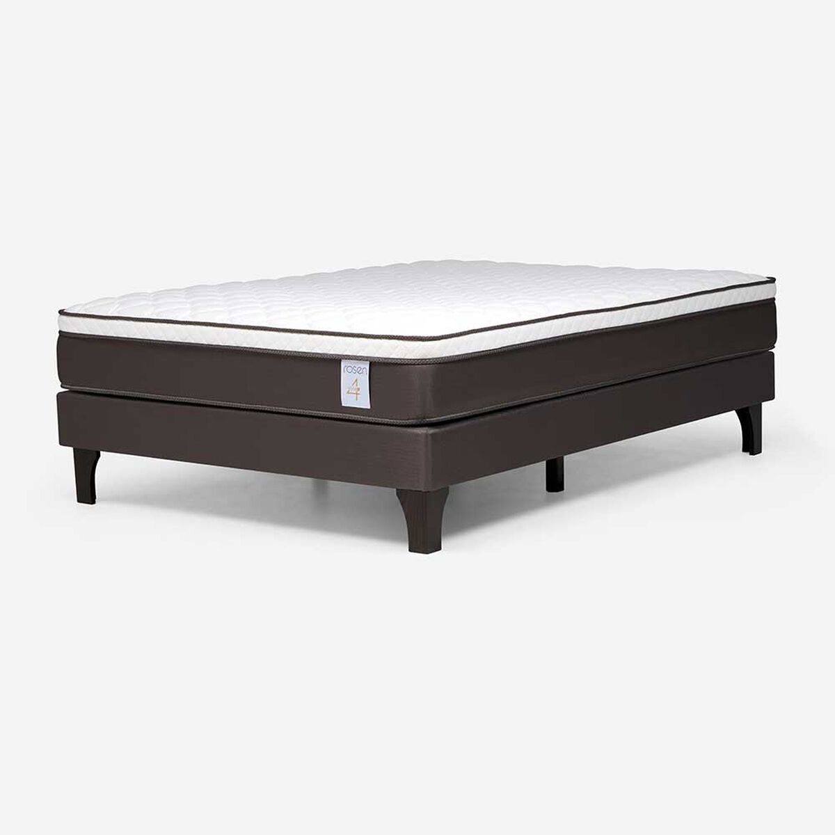 Cama Europea Rosen 2 Plazas New Style 4 + Respaldo Grafito