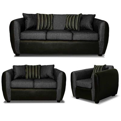 Imagen 1 del producto Juego de Living Elegant Detail Oklahoma Sofá 3 Cuerpos + Sofá 2 Cuerpos + Sillón 1 Cuerpo Gris Oscuro