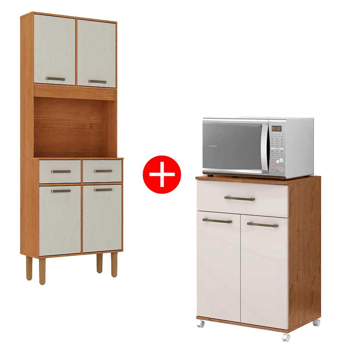 Combo Mueble de Cocina Casanova Borja 4 Puertas 2 Cajones Blanco Café + Auxiliar Casanova Primor 1 Cajón 2 Puertas