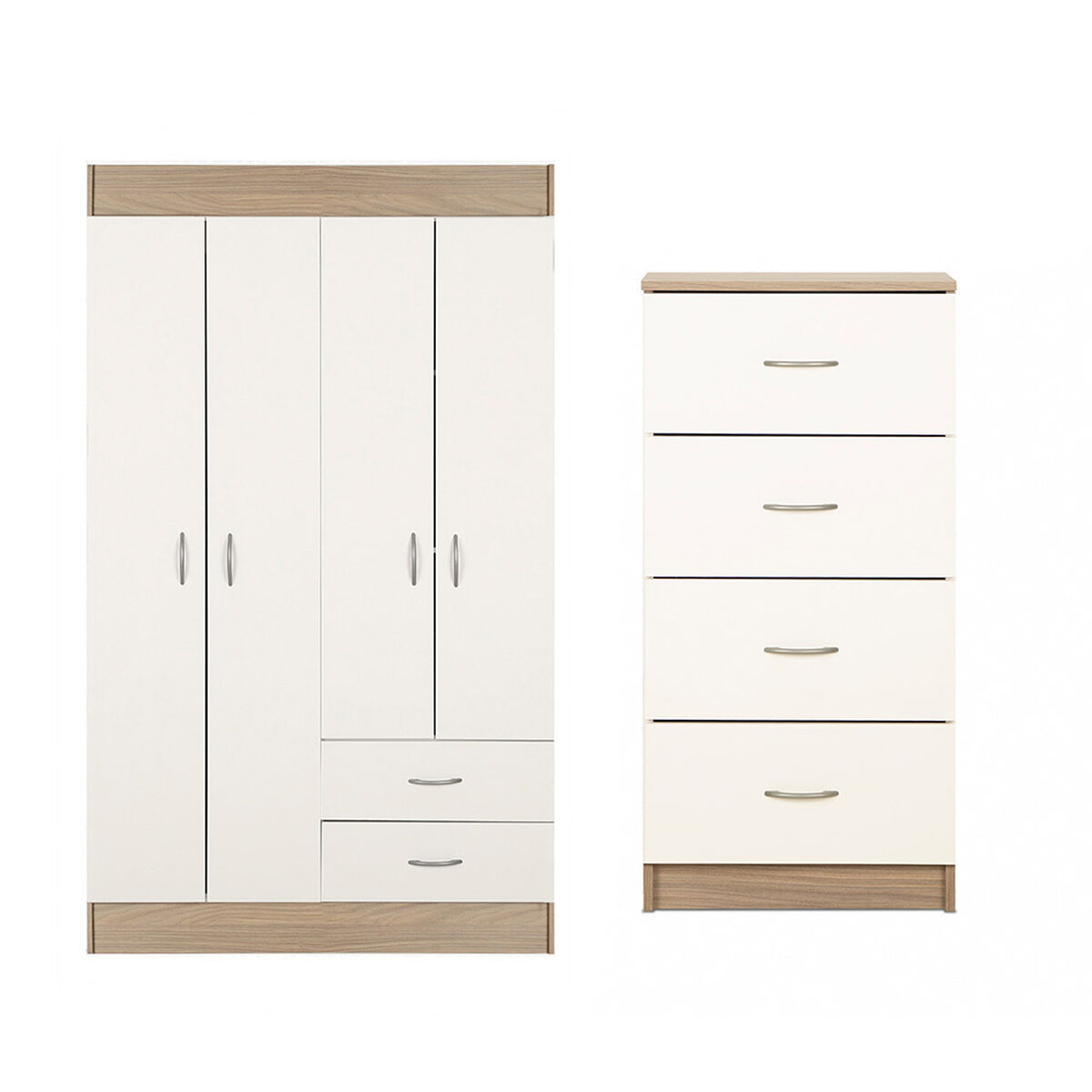 Combo Closet 4 Puertas 2 Cajones + C&oacute;moda 4 Cajones Stanford Blanco