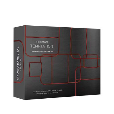 Set Perfume Antonio Banderas Hombre The Secret Temptation Eau de Toilette for men 100 ml + 24h Desodorante Spray 150 ml