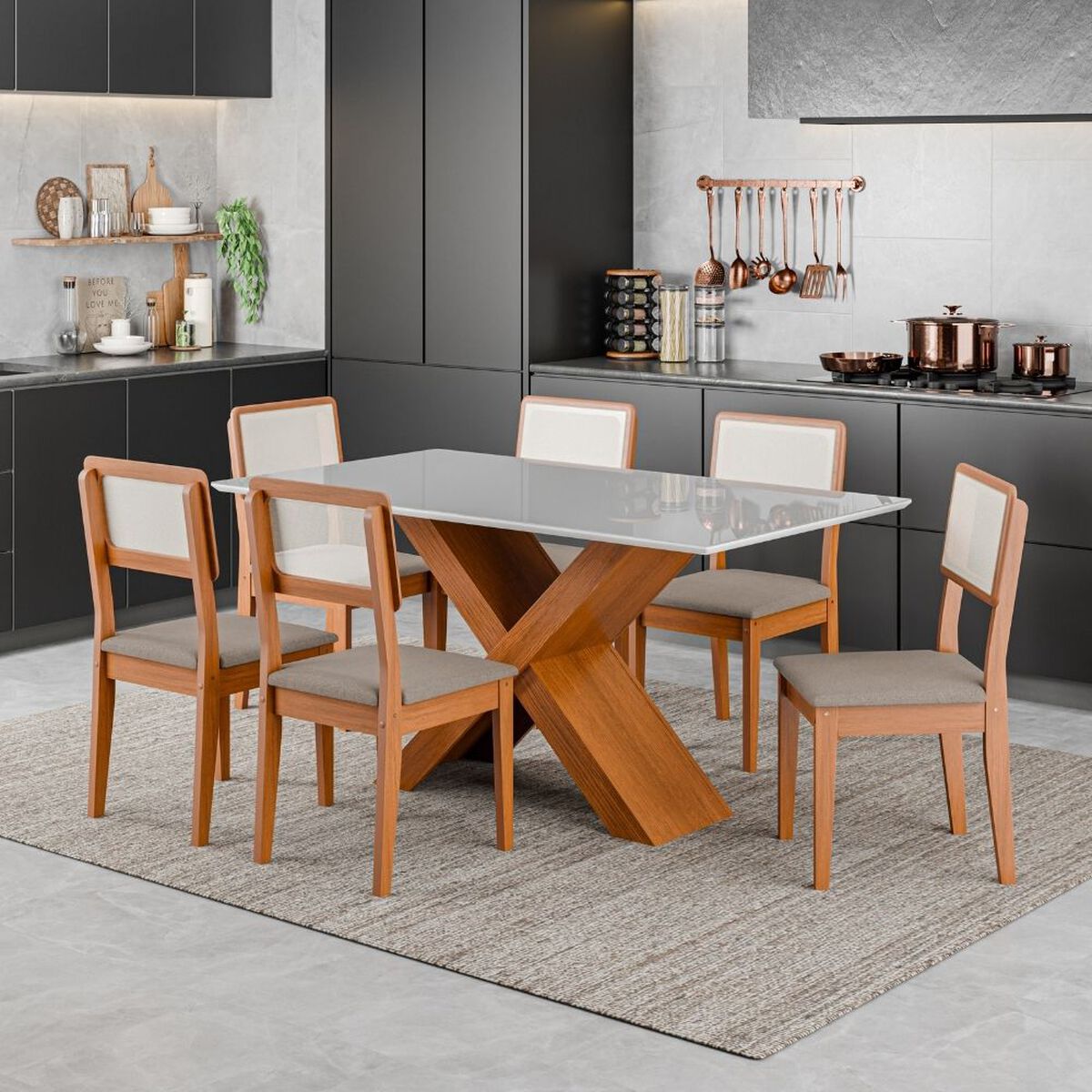 Juego de Comedor Exit Dubai 6 Sillas Blanco