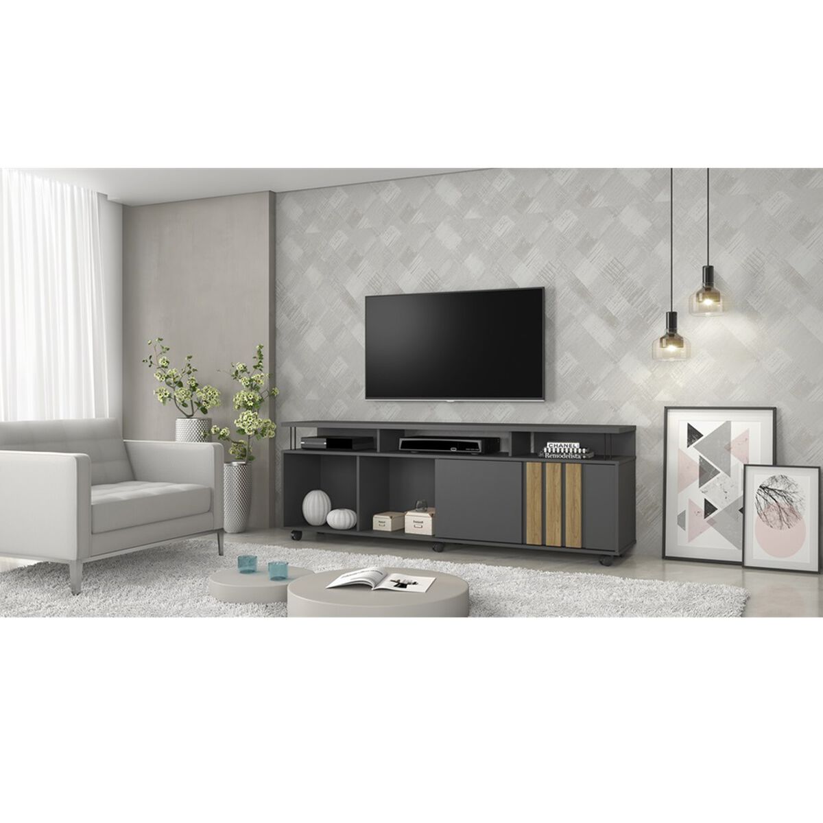 Rack Di Poretti Atraente 70" Gris