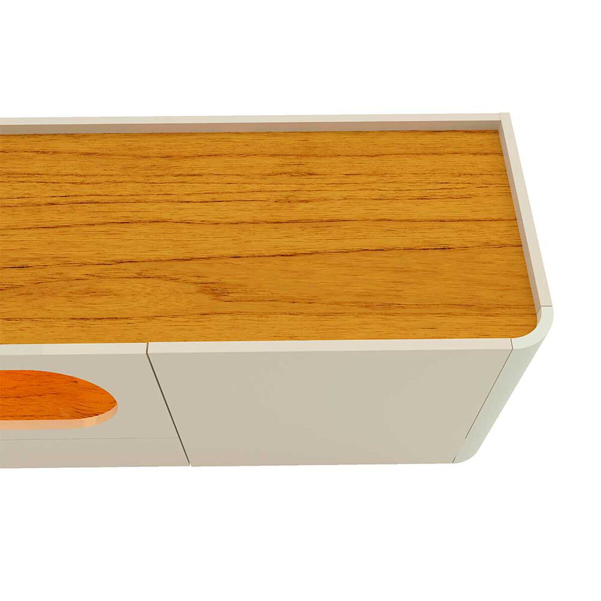 Rack TV 80" Decocasa Mondrian Patas Vidrio Off White