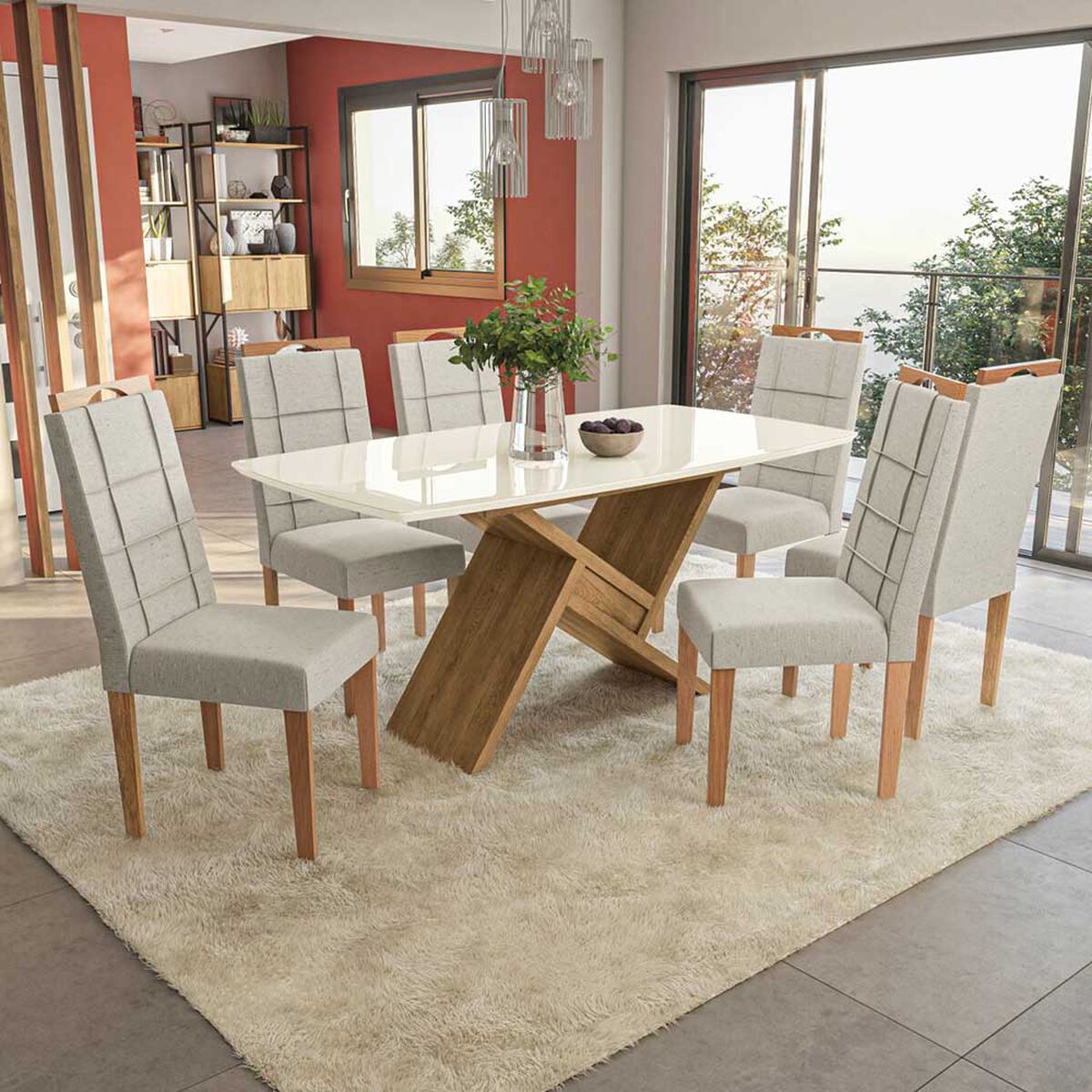 Juego de Comedor Yardas Florencia 6 Sillas Off White