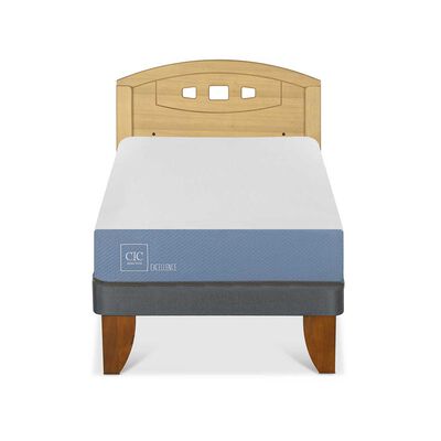Cama Europea CIC 1 Plaza Excellence + Respaldo Gales Mostaza