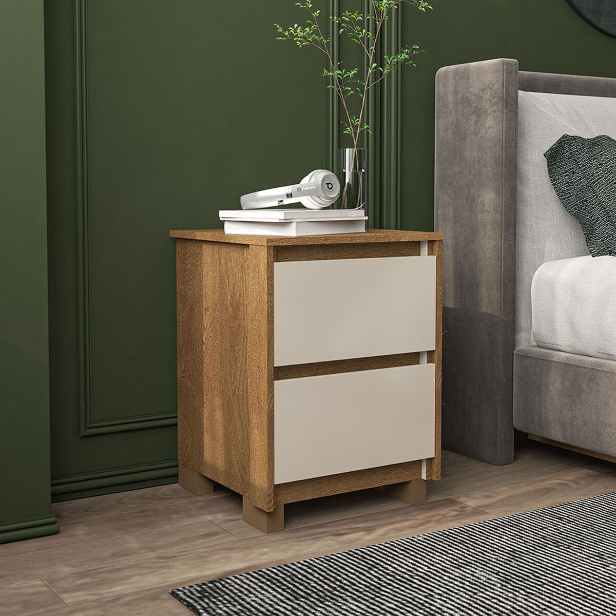 Velador Vekkahome Coimbra 2 Cajones Café