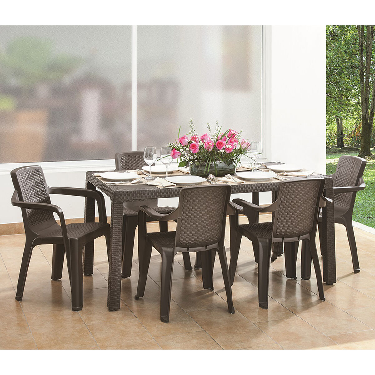 Mesa para Terraza Rimax Eterna Familiar Wengue 150X80