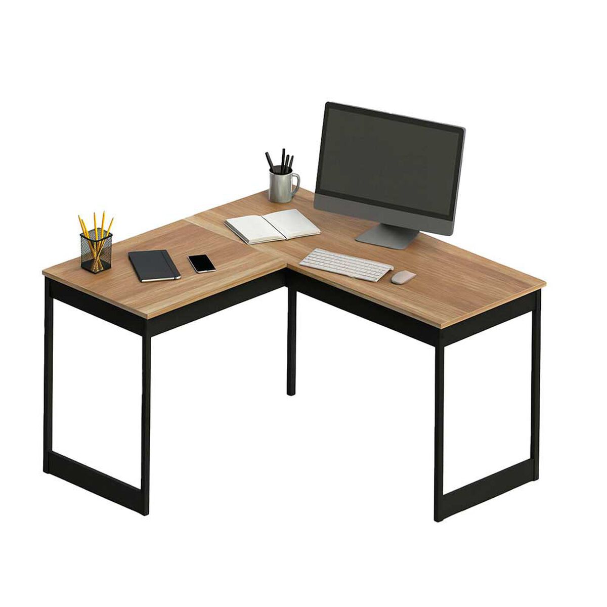 Escritorio Esquinero Vekkahome Met&aacute;lico Caf&eacute; 116X116