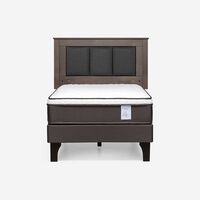 Cama Europea Rosen 1 Plaza New Style 4 Plus + Respaldo Rachel Gris