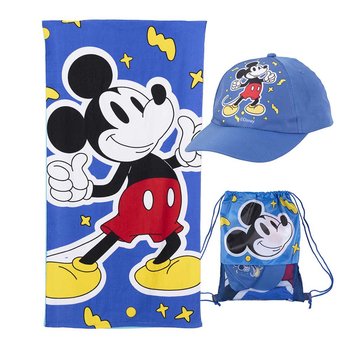Toalla de Playa + Bolso + Jockey Disney Mickey 140 x 70 cm