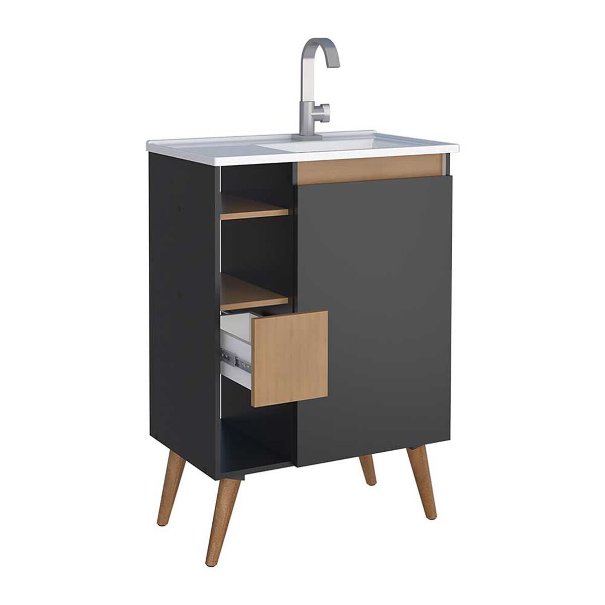 Vanitorio + Lavamanos Vekkahome Lotus 60 Negro