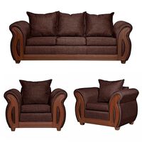 Juego de Living Ruzam Mobel Isidora Sofá 3 Cuerpos + Dos Sillones 1 Cuerpo Lino Café