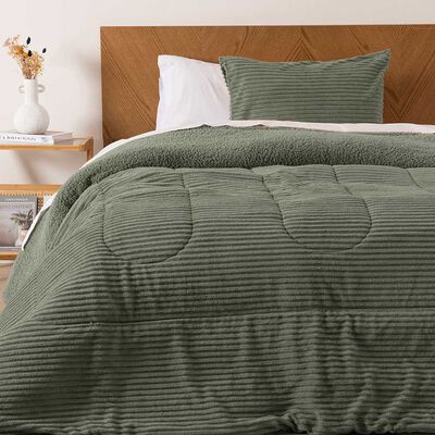 Imagen 1 del producto Plumón Mashini Corduroy Coral Sherpa 1.5 Plazas Celeste