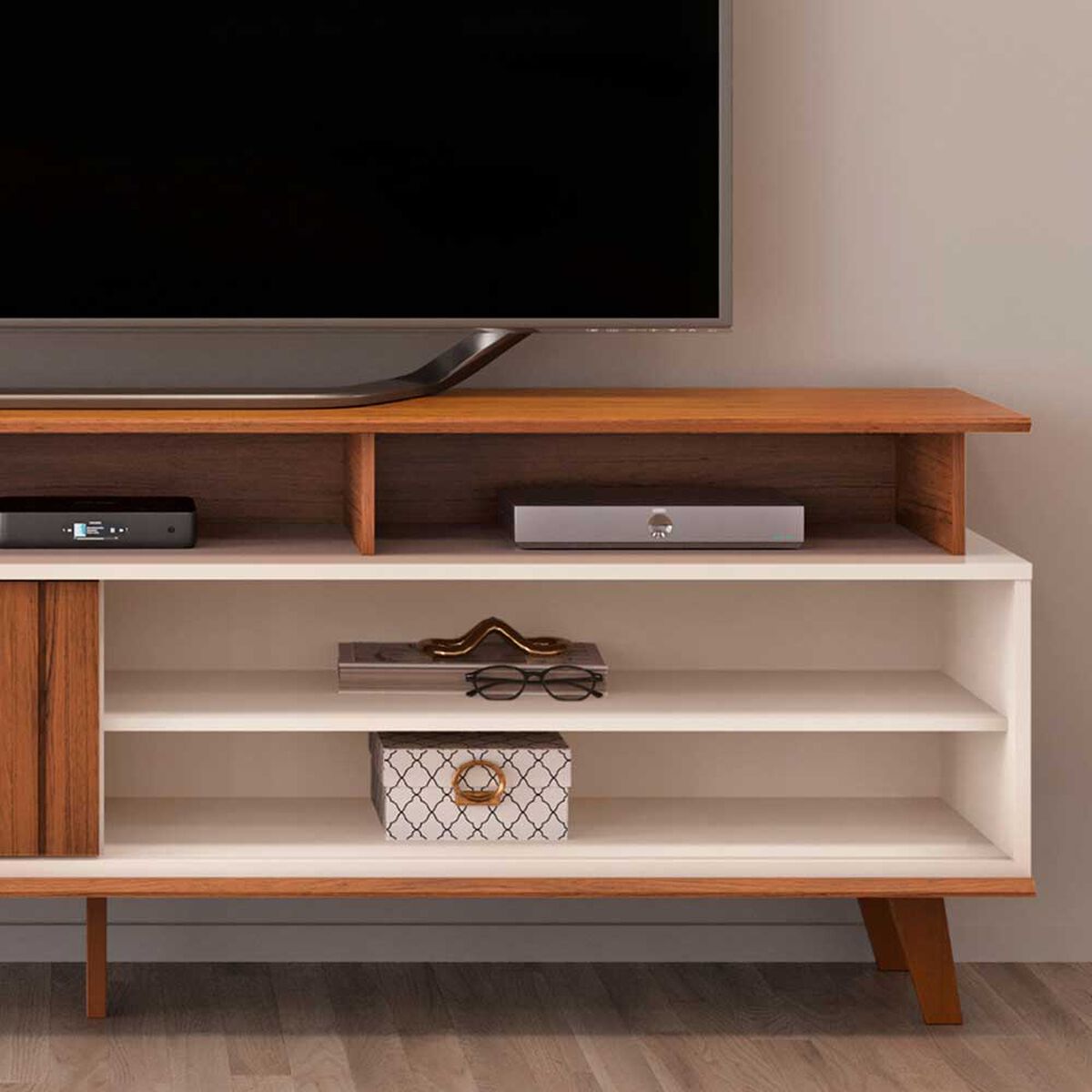 Rack TV Vekkahome Flow Hasta 70" Café Beige