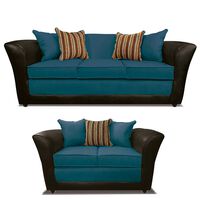 Juego de Living Elegant Detail Minesota Sofá 3 Cuerpos + Sofá 2 Cuerpos Azul