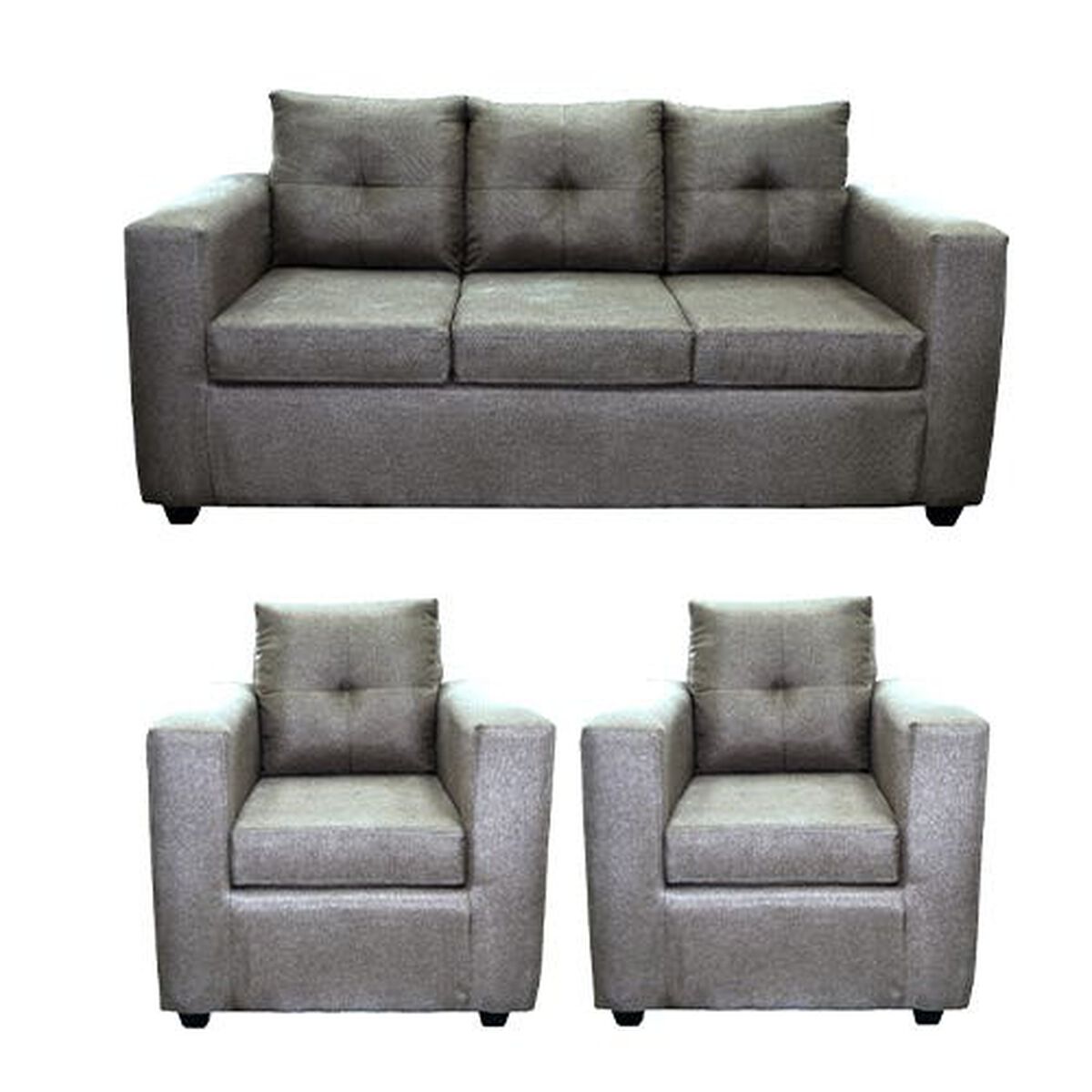 Juego de Living Koliat Toronto Sofá 3 Cuerpos + Dos Sillones 1 Cuerpo Gris